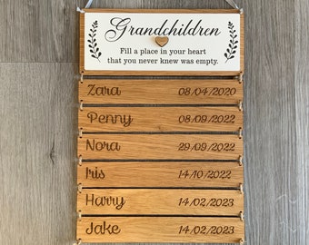 Grandchildren Personalised Hanging Plaque | Birthday Gift for Nana | Personalised Grandchildren Hanging Plaque | Nana Grandma