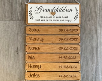 Personalised Grandchildren Sign Gift for Nana | Grandma Birthday Gift  Custom Grandkids Name Plaque | Family Keepsake Wall Hanging