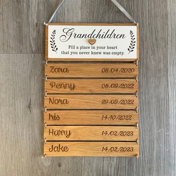 Personalised Grandchildren Sign Gift for Nana | Grandma Birthday Gift  Custom Grandkids Name Plaque | Family Keepsake Wall Hanging