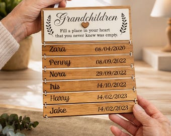 Nana Mother’s Day Gift from Grandchildren | Personalised Nana Birthday Gift Grandchildren Names Keepsake Plaque | Gift Nana Will Treasure