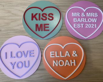 Personalised Large Sweetheart Heart Plaque – Custom Message, Two Colours