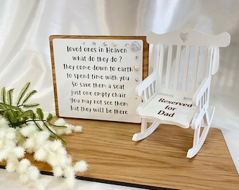 Memorial Gift for Loved One – In Loving Memory Plaque – Loved Ones in Heaven Sign – Sympathy Remembrance Gift – Personalised Memorial Chair