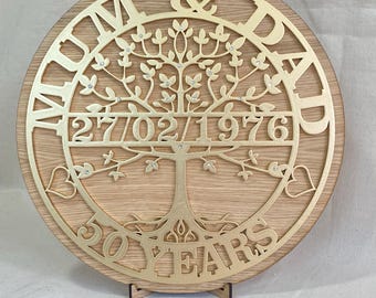 Personalised Tree of Life Anniversary Gift – Special Wedding Keepsake for Silver, Golden & Diamond Anniversaries
