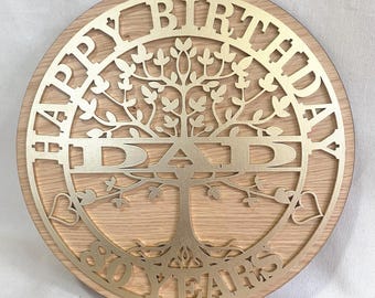 Personalised Milestone Birthday Gift, Tree of Life Plaque,  Custom Age Name Date Birth,  Special Family Keepsake