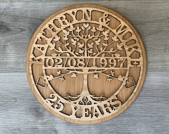 Oak Tree Of Life - Wedding Anniversary Gift - Tree of Life Monogram- a perfect gift for any wedding anniversary