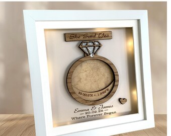 Personalised Coordinates Frame | Engagement Gift for Couple | Proposal Keepsake | Wedding Gift | LED Frame