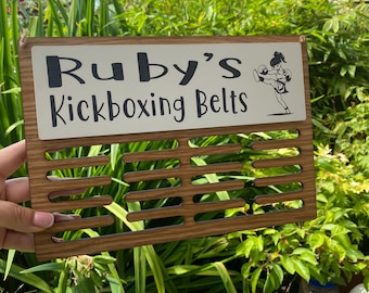 Customised Karate Belt Display | Custom Medal Display Rack | Sports Medal Hanger | Karate Medal Hanger | Martial Arts Gift