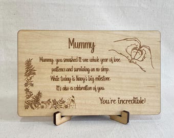 First Birthday Gift From Baby to Mum, Personalised Keepsake for Mum, First Year as Mum Gift
