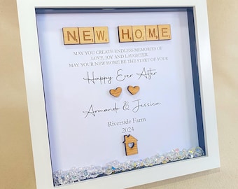 Personalised New Home Frame Gift for Couples, House Warming Present for Friends, With Crystals