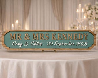 Personalised Family Name Street Sign ~ Mr & Mrs Street Sign ~ Personalised Couple Street Sign - Oak Wedding Gift