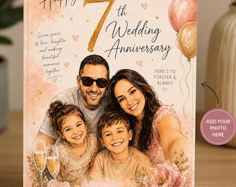 Anniversary Card For Husband Wife - Personalised Custom Portrait Cards, Gift for Him, Her,  Couple,