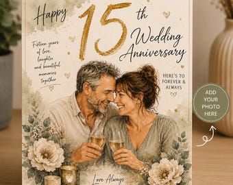 Any Year Anniversary Card | Personalised Photo Card for Couple | Custom Wedding Anniversary Gift Card