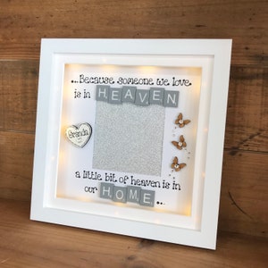 Customised LED Memorial Photo Frame | LED Sympathy Gift | Memorial Picture Frame | Thinking of You | Photo Frame with Scrabble Tiles