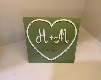 Custom Wooden Heart Plaque with Initials – Valentine’s, Engagement & Anniversary Gift