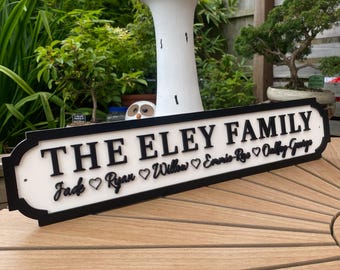Personalised Family Name Street Sign | Custom Surname Sign | Housewarming Gift | Couples Name Sign | Home Bar Wall Decor