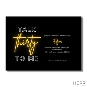 Talk Thirty To Me | 30th Birthday Invitation Printable