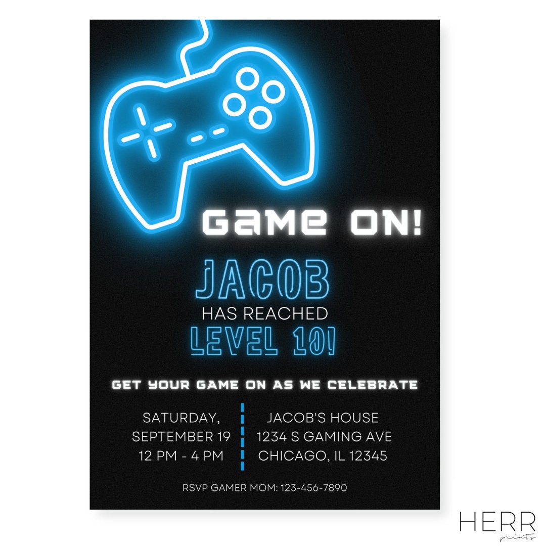 GAME ON Birthday Invitation Printable - Etsy