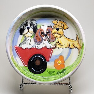 Paw Pals Cart Push Handgemaakte Keramische Kom door Debby Carman
