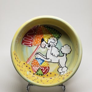 White Poodle de Doodle Hand-Made Ceramic Bowl by Debby Carman