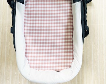 Pram Bassinet Liner, Bassinet Pad, Stroller Bassinet, Custom Sizes, Baby Jogger, Bugaboo, iCandy, Redsbaby, Uppababy - GINGHAM PINK