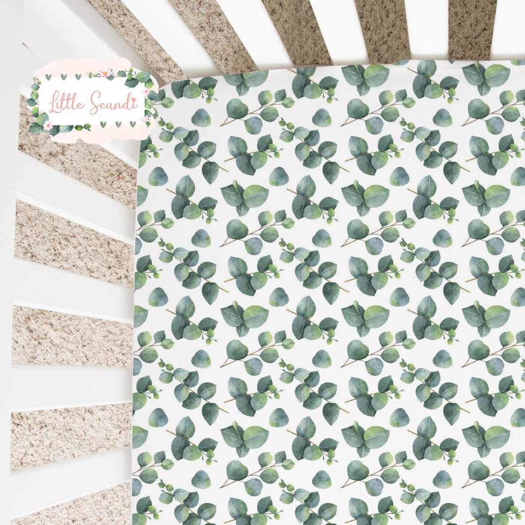 Cot Sheet, Crib Sheet, Custom Fitted Sheet, SCATTERED GUM LEAVES, Custom Size Sheets, Stokke