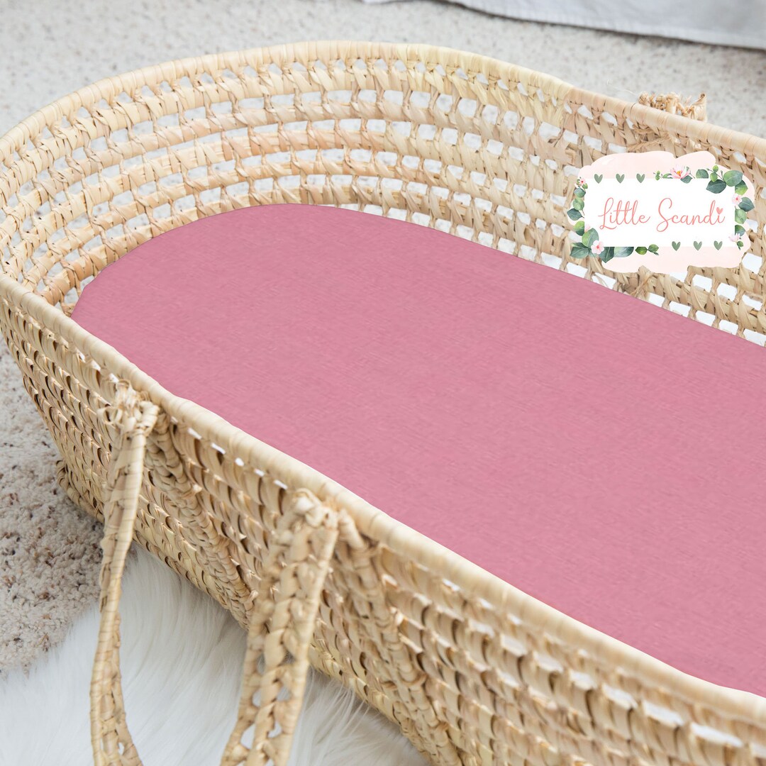 Sheet, Moses Basket Sheet, DUSTY PINK, Moses Basket Bedding
