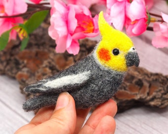 COCKATIEL pin Animal Brooches, Parrot Bird jewellery gifts for bird watchers, gifts bird necklace bird brooch