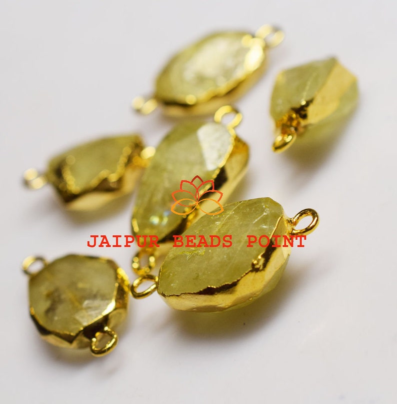 AH526 Aquamarine Free Form 24k Gold Plated Connector Pendant 6 Pcs.Beautiful Multi Aquamarine Electroplated Egde 14-16 mm long