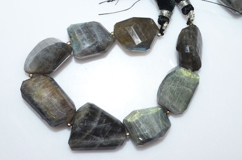 1 Strand Labradorite Faceted Nuggets Briolette Labradorite Faceted Tumble Beads 14x20-18x26 mm 7 BL2325