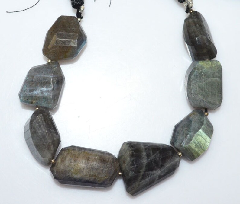 1 Strand Labradorite Faceted Nuggets Briolette Labradorite Faceted Tumble Beads 14x20-18x26 mm 7 BL2325