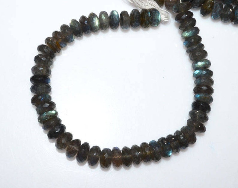 9 Top Quality Labradorite Faceted Rondelle Beads Sold Per Strand Labradorite Rondelle Beads 9.50 mm MC452J