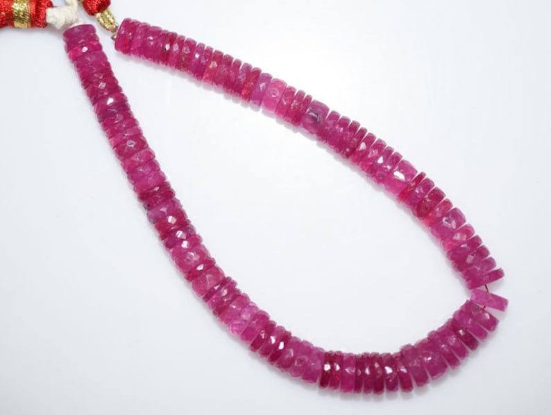 8 MC730 Ruby Faceted Spacer Beads 7-9 mm High Quality Pink Ruby Faceted Tyre Beads