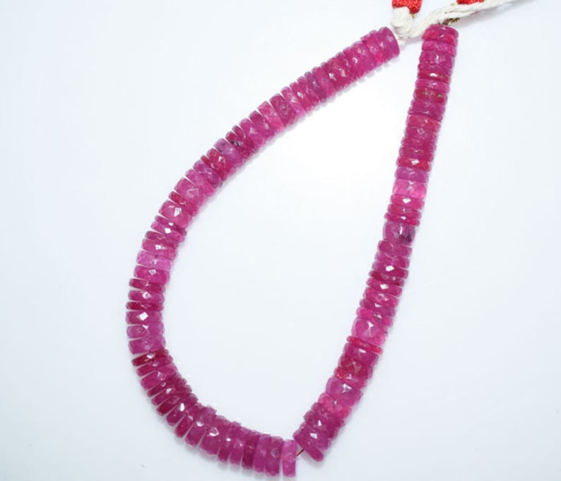 8 MC730 Ruby Faceted Spacer Beads 7-9 mm High Quality Pink Ruby Faceted Tyre Beads