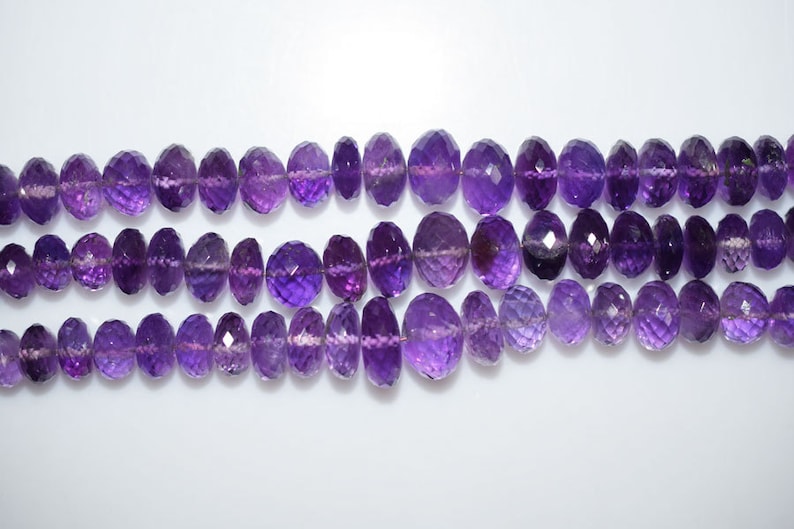 MC786 Amethyst Faceted Rondelle Beads 8 Inch Strand Amethyst Faceted Rondelle Beads 7.5-12 mm