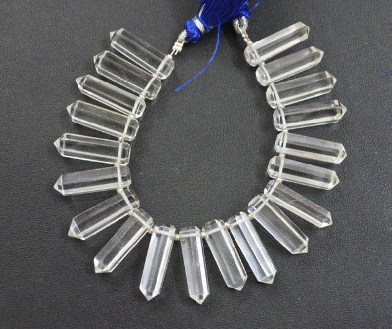 Crystal Pointed Pencil Briolette BL3660 5x19-5x20 mm 20 Pieces Natural Rock Crystal Faceted Pencil Shape Briolette