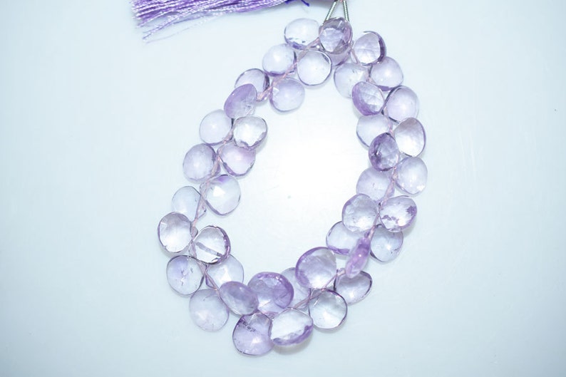 7 Pink Amethyst Briolette Pink Amethyst Heart Shape Briolette Pink Amethyst Faceted Beads 9x9-11x11 mm BL1269