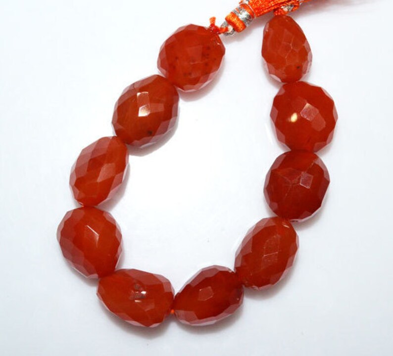 7 Carnelian Faceted Tumble 1 Strand Natural Carnelian Faceted Nuggets Briolette 15x18-16x22 mm BL2530