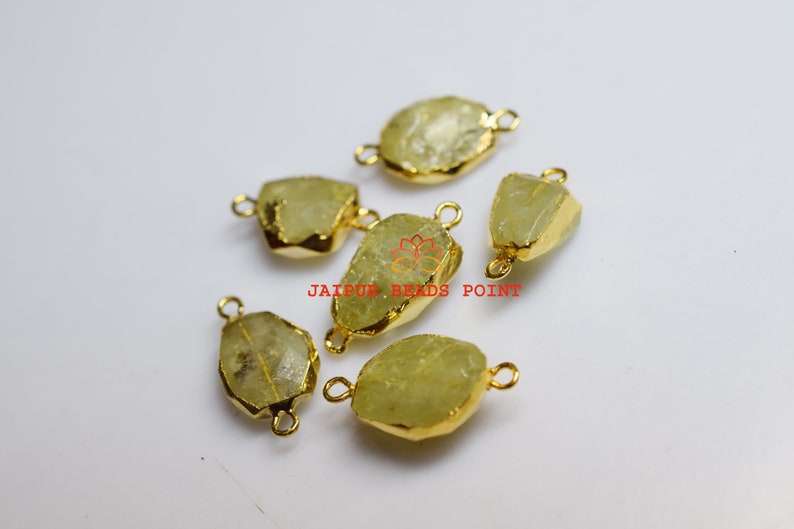 AH526 Aquamarine Free Form 24k Gold Plated Connector Pendant 6 Pcs.Beautiful Multi Aquamarine Electroplated Egde 14-16 mm long