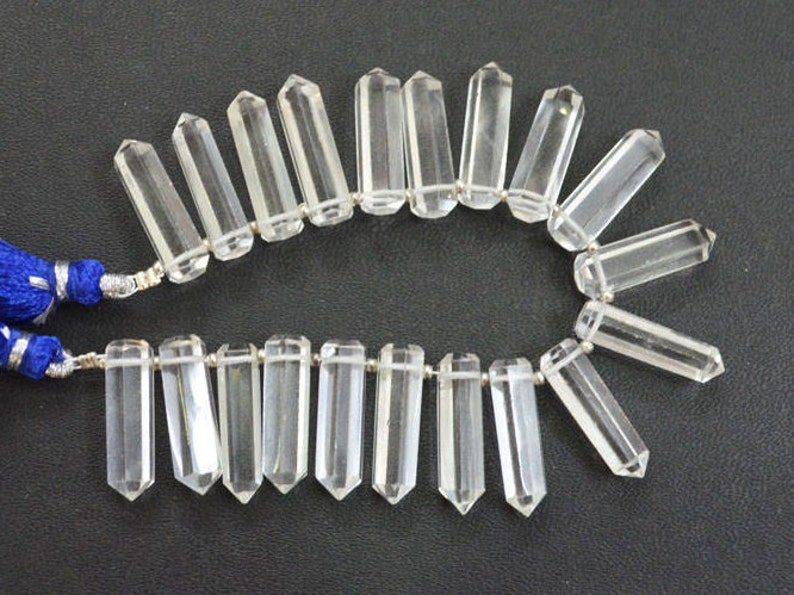 Crystal Pointed Pencil Briolette BL3660 5x19-5x20 mm 20 Pieces Natural Rock Crystal Faceted Pencil Shape Briolette