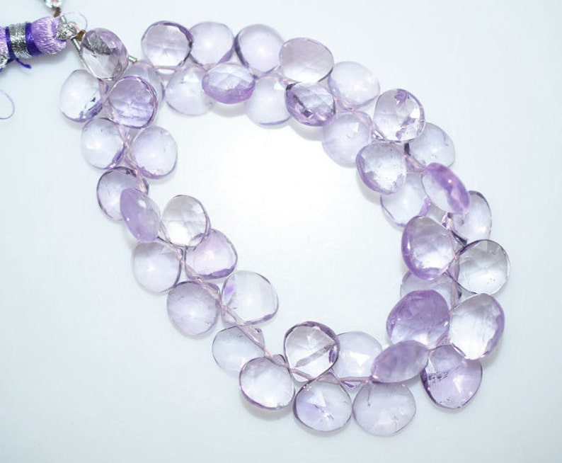 7 Pink Amethyst Briolette Pink Amethyst Heart Shape Briolette Pink Amethyst Faceted Beads 9x9-11x11 mm BL1269