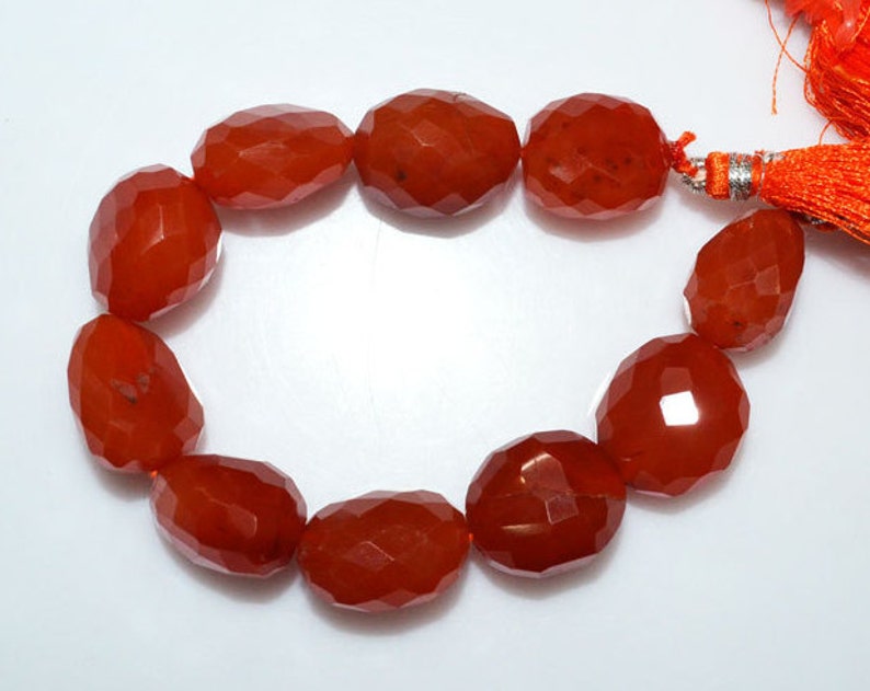 7 Carnelian Faceted Tumble 1 Strand Natural Carnelian Faceted Nuggets Briolette 15x18-16x22 mm BL2530