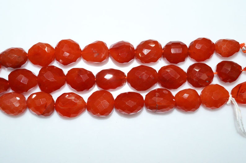 7 Carnelian Faceted Tumble 1 Strand Natural Carnelian Faceted Nuggets Briolette 15x18-16x22 mm BL2530