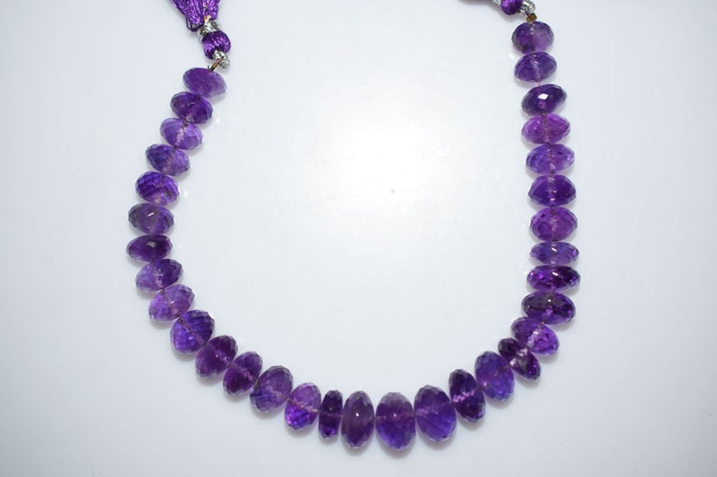 MC786 Amethyst Faceted Rondelle Beads 8 Inch Strand Amethyst Faceted Rondelle Beads 7.5-12 mm