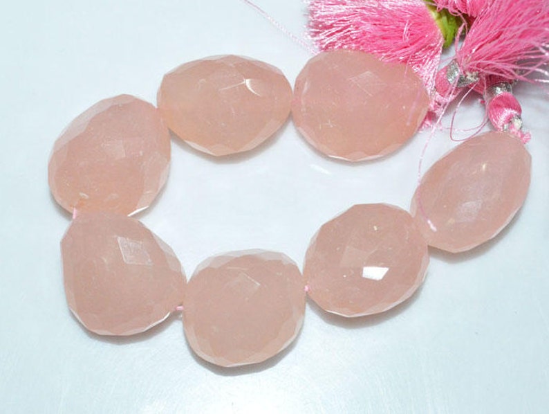 BL3322S 1 Strand Rose Quartz Faceted Nuggets Briolette Nugget Beads 19x20-22x27 mm Rose Quartz Faceted Tumble 7