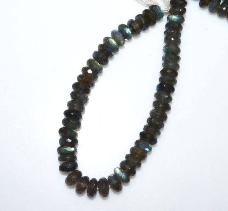 9 Top Quality Labradorite Faceted Rondelle Beads Sold Per Strand Labradorite Rondelle Beads 9.50 mm MC452J