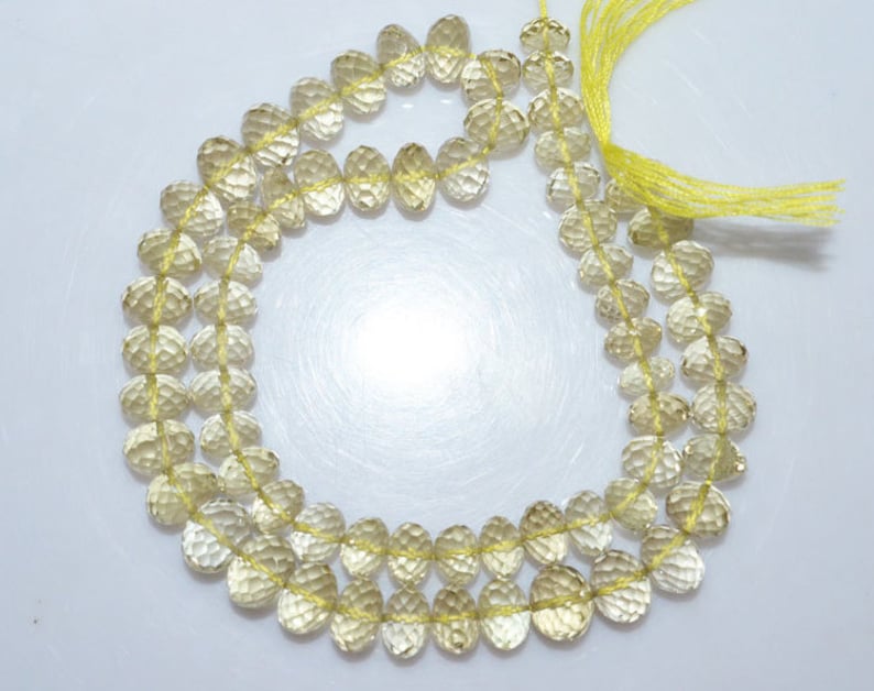 MC917 1 Strand Natural Lemon Quartz Rondelle Beads Natural Lemon Quartz Faceted Rondelle Beads 6-9 mm 14