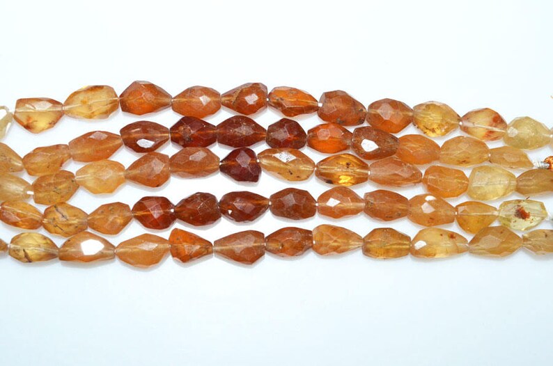 Sold By Strand 7 BL3053 10x12-10x16 mm Hessonite Tumble Beads 1 Strand Hessonite Faceted Nuggets Briolette