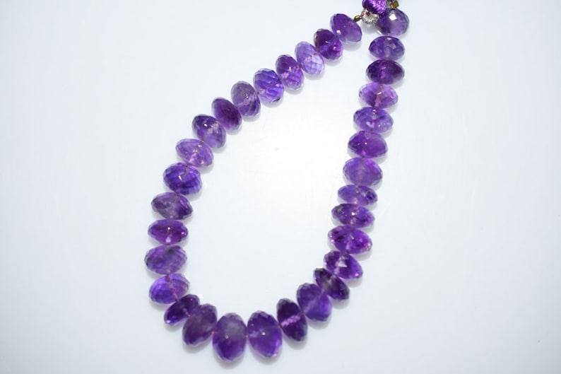 MC786 Amethyst Faceted Rondelle Beads 8 Inch Strand Amethyst Faceted Rondelle Beads 7.5-12 mm