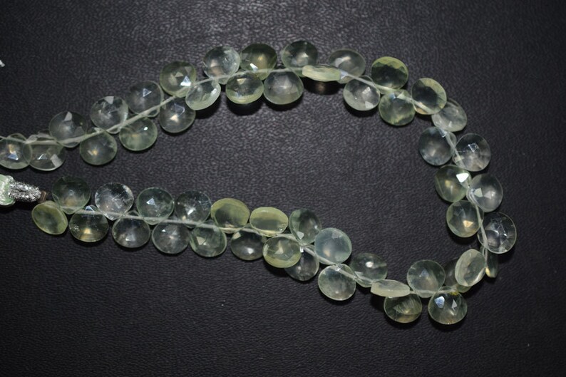 BL497 6.5x6.5-7x7 mm Prehnite Heart Shape Beads 8 Strand Good Quality Prehnite Faceted Heart Shape Briolette