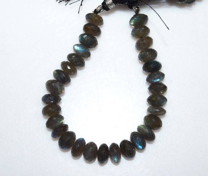 Sold By Strand 8 MC1316 9-10 mm Wholesale Prices Brand New Labradorite Faceted Rondelle Beads Far Size Labradorite Rondelle